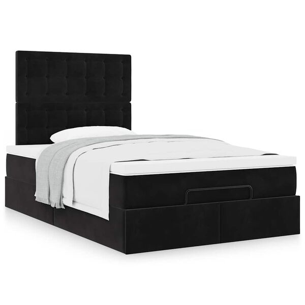 vidaXL Ottoman bed met matrassen 120x190cm fluweel zwart