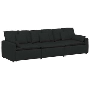vidaXL Modulaire bank met kussens zwart