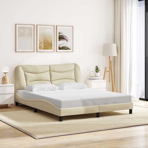 vidaXL Bedframe zonder matras "Hvar" stof cr&egrave;mekleurig 160x200 cm