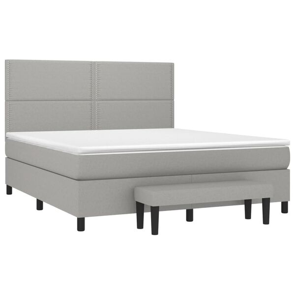 vidaXL Boxspring met matras stof lichtgrijs 180x200 cm