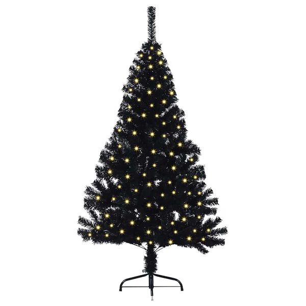 vidaXL Kunstmatig Voorverlicht Kerstboom met 150 LED Zwart 120 cm PVC