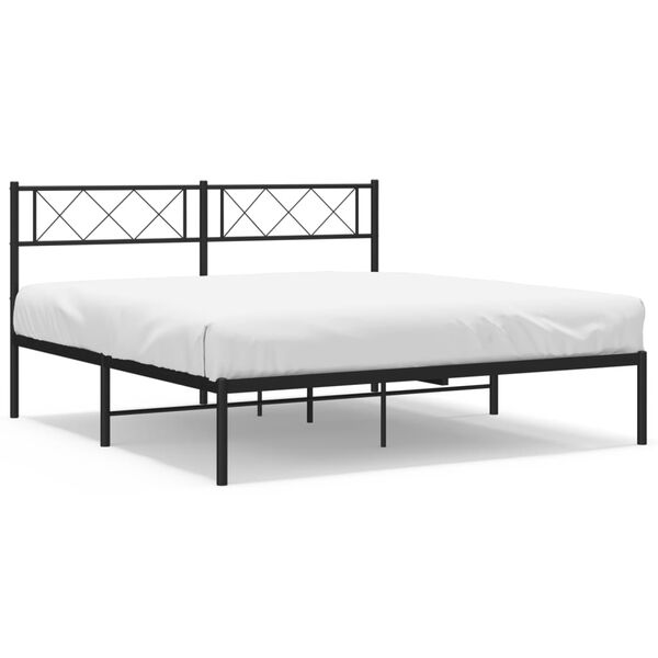 vidaXL Bedframe met hoofdbord metaal zwart 140x190 cm