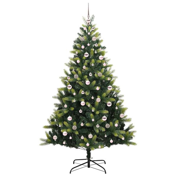 vidaXL Kunstkerstboom met scharnier 300 LEDs Groen 210 cm PVC en PE
