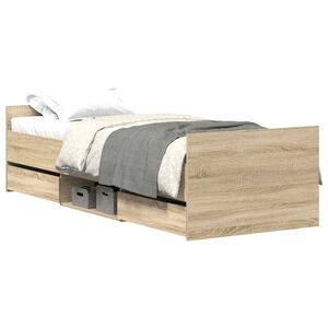 vidaXL Bedframe met hoofd- en voeteneinde sonoma eikenkleur 100x200 cm