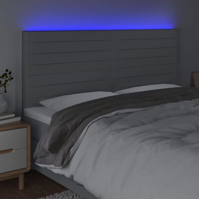 vidaXL Hoofdbord LED 200x5x118/128 cm stof lichtgrijs