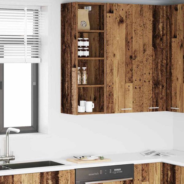 vidaXL Hangkast met opslag Oudhout 30 x 29,5 x 100 cm Bewerkt hout