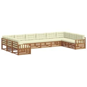 vidaXL Sofa-Sets 6 st Natuurlijk en Cr&egrave;me Massief Acaciahout