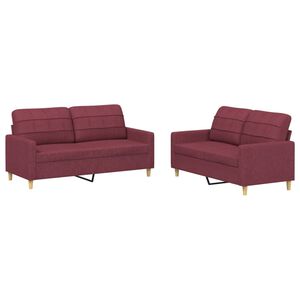 vidaXL 2-delige Loungeset met kussens stof wijnrood