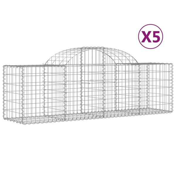 vidaXL Schanskorven 5 st gewelfd 200x50x60/80 cm gegalvaniseerd ijzer