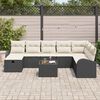 vidaXL Tuin Sofa Set met kussen met opslag 9 pcs Zwart Poly riet