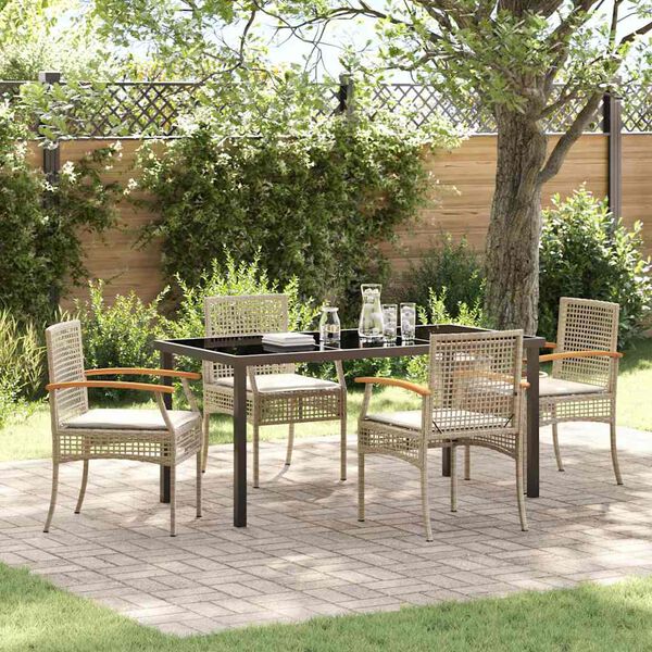 vidaXL Tuin Eetset 5 pcs Beige poly rattan