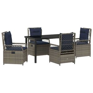 vidaXL Tuin eettafelset 5 pcs Grijs poly rattan