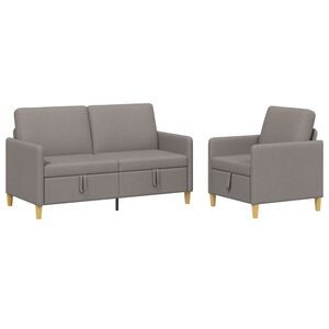 vidaXL Bankenset met opbergruimte 2 st Taupe Polyester