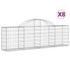 vidaXL Schanskorven 8 st gewelfd 200x30x60/80 cm gegalvaniseerd ijzer