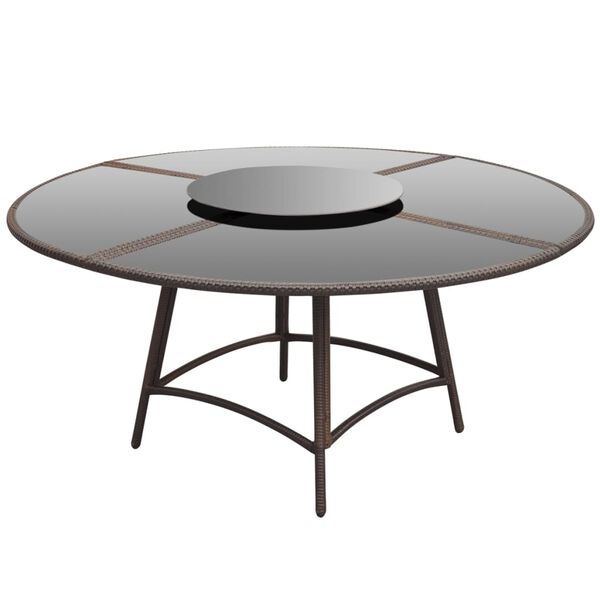 vidaXL 7-delige Tuinset met kussens poly rattan bruin