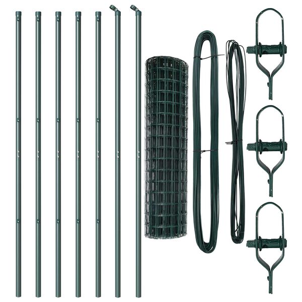 vidaXL Hek met Paal Groen 1 x 10 m Staal en PVC