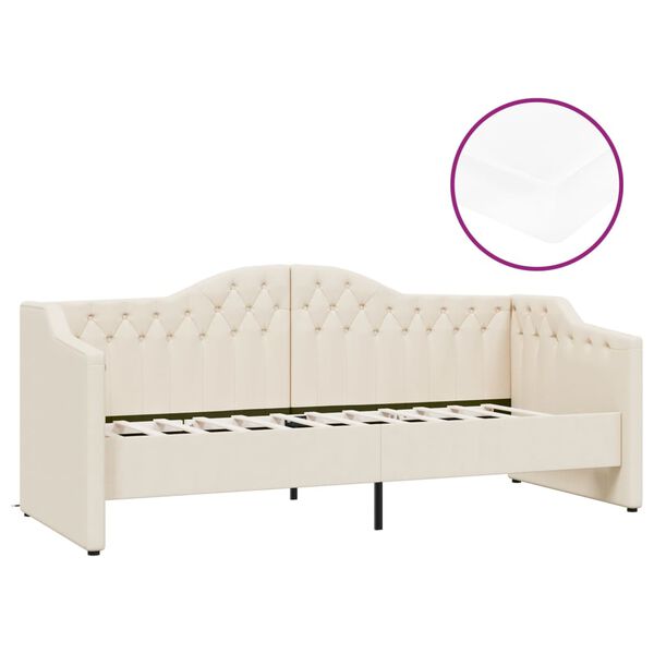 vidaXL Slaapbank met matras en USB stof cr&egrave;mekleurig 90x200 cm