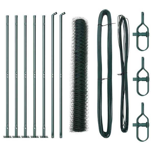 vidaXL Afrasteringspaal Groen 10 x 1,2 m (50 mm gaas) Staal en PVC