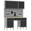 vidaXL Werk kast met lade 8 pcs Zwart Engineered hout en staal