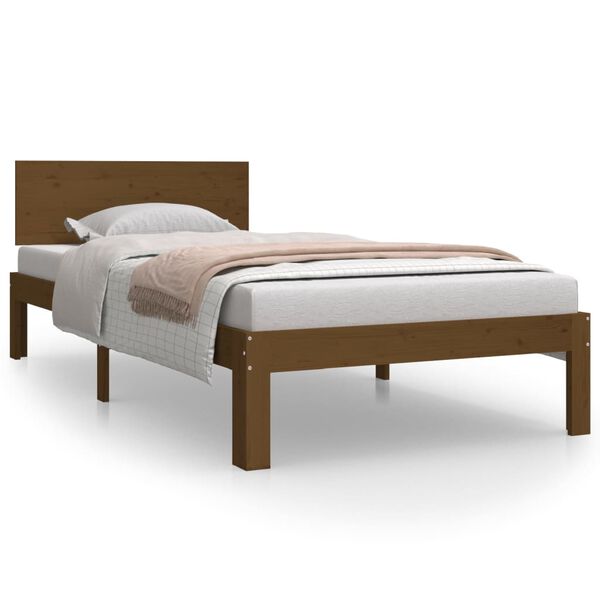 vidaXL Bedframe massief grenenhout honingbruin 90x200 cm