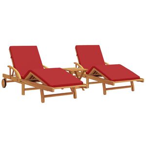 vidaXL Ligstoel 3 st Massief Acaciahout Rood