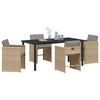 vidaXL Tuin eettafelset met kussen 5 pcs Beige poly rattan