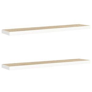 vidaXL Wandschappen zwevend 2 st 120x23,5x3,8 cm MDF eikenkleurig wit