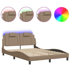 vidaXL Bedframe "Viana" met LED zonder matras cappuccino 140x200 cm