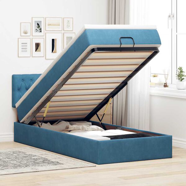 vidaXL Ottoman bed met matras 80x200cm fluweel donkerblauw