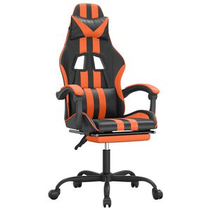 vidaXL Gamestoel draaibaar met voetensteun kunstleer zwart en oranje