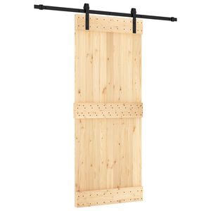 vidaXL Schuifdeur Naturel en Zwart 85 x 210 cm Massief Grenenhout