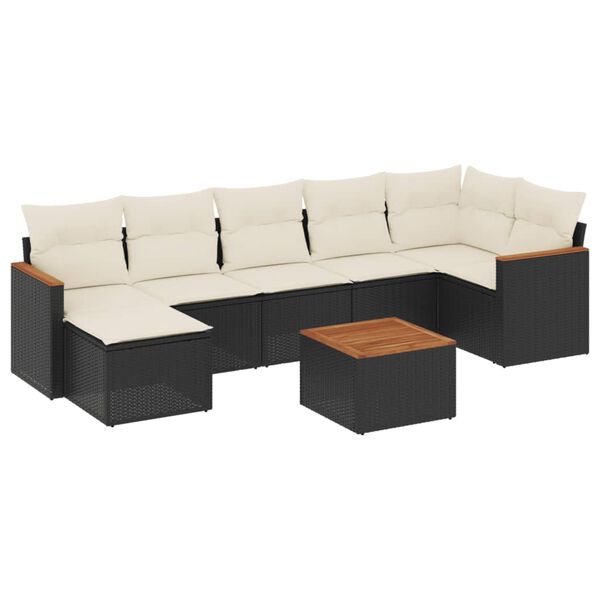 vidaXL 8-delige Loungeset met kussens poly rattan zwart