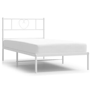 vidaXL Bedframe met hoofdbord zonder matras metaal wit 75x190 cm