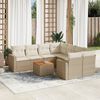vidaXL 9-delige Loungeset met kussens poly rattan beige