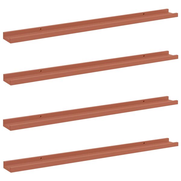 vidaXL Wandplank met plank 4 pcs Rood 100 x 9 x 3 cm Bewerkt hout