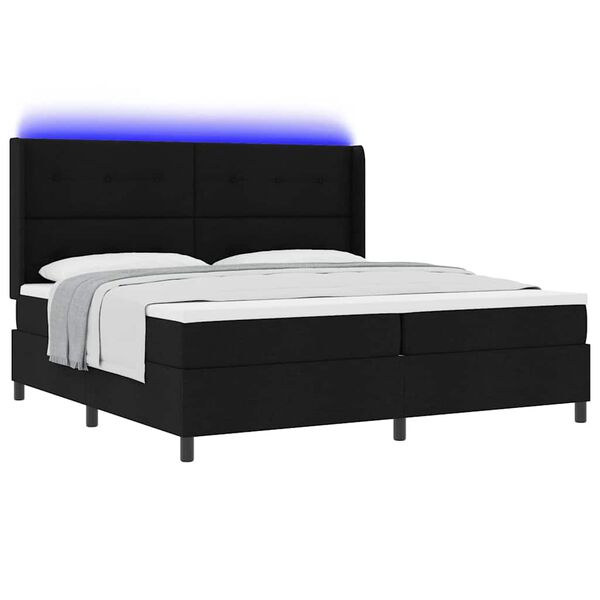 vidaXL LED Box Spring Bed met matras Zwart 200 x 200 cm Stof