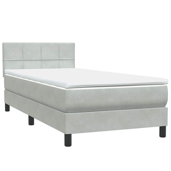 vidaXL Boxspring met matras fluweel lichtgrijs 80x220 cm