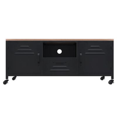 vidaXL Tv-meubel 110x30x43 cm ijzer en massief vurenhout zwart