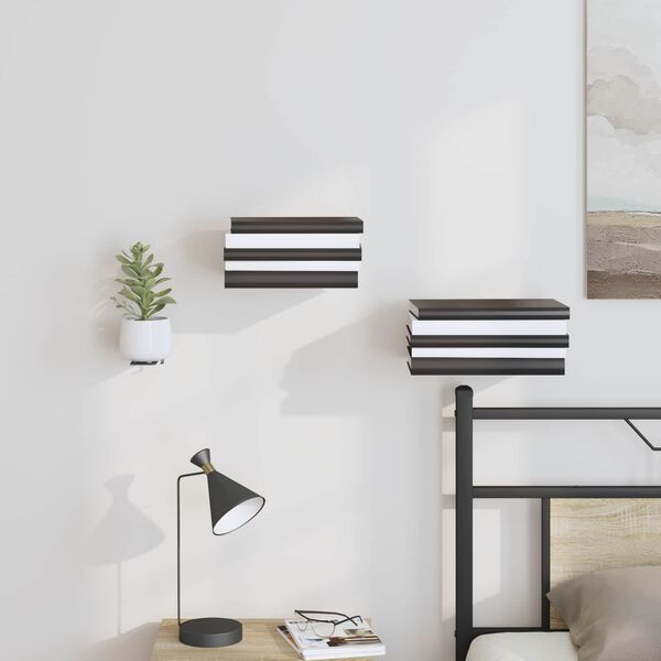 vidaXL Onzichtbare Zwevende Plank 4 pcs Zwart 6 x 11 x 6,5 cm