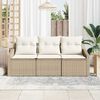 vidaXL Bankstel met kussen 3 pcs Beige poly rattan