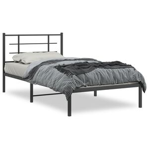 vidaXL Bedframe met hoofdbord metaal zwart 107x203 cm