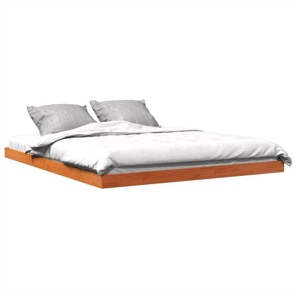 vidaXL Bedframe massief grenenhout wasbruin 150x200 cm