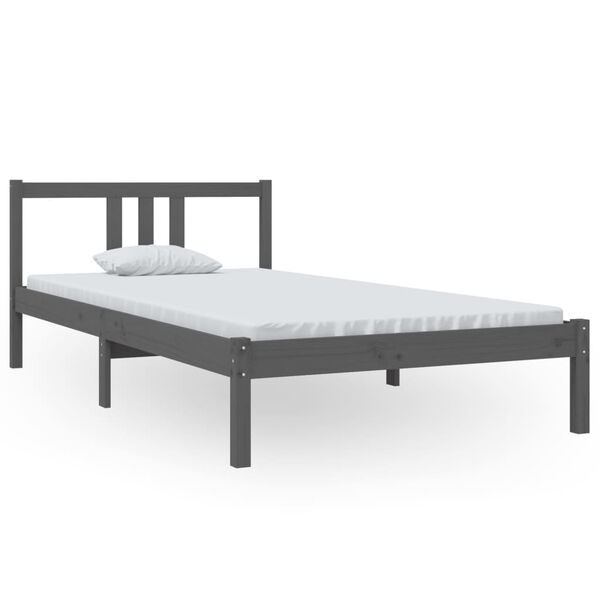 vidaXL Bedframe massief hout grijs 100x200 cm