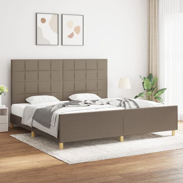 vidaXL Bedframe zonder matras stof taupe 200x200 cm