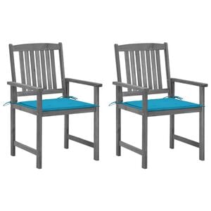 vidaXL Tuinstoelen 2 st met kussens massief acaciahout grijs