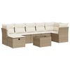 vidaXL 8-delige Loungeset met kussens poly rattan beige