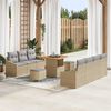 vidaXL Tuinbankenset met kussen 10 pcs Beige poly rattan