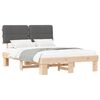 vidaXL Bedframe met Gevoerd Hoofdgedeelte Naturel en donkergrijs