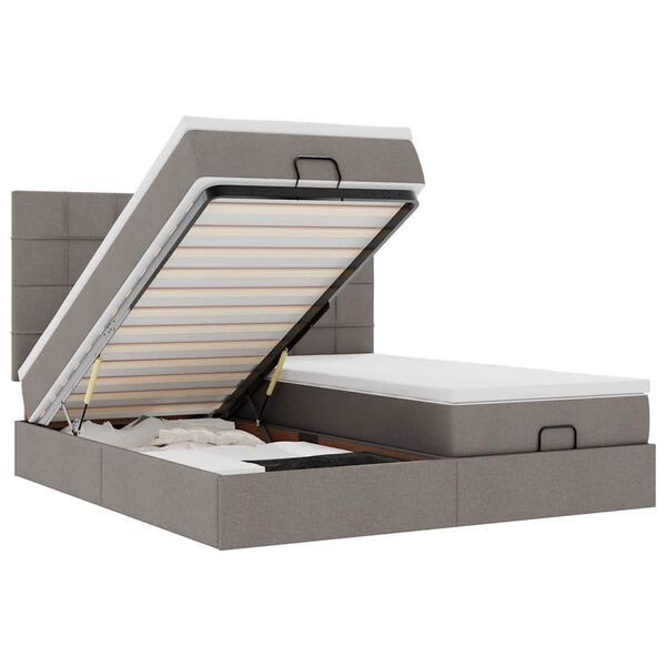 vidaXL Ottoman bed met matrassen 160x200cm stof taupe