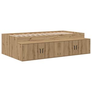 vidaXL Bedframe met lade Artisan Eiken 100 x 200 cm Bewerkt hout